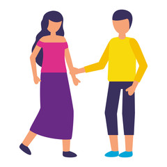 standing man and woman casual clothes