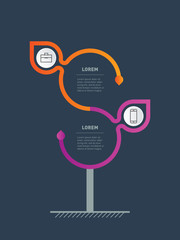 Vertical Timeline infographics. Sustainable development and growth of the eco business. Time line of tendencies. Business concept with 2 options, parts, steps or points.