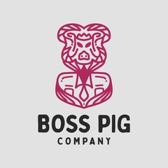 Boss Pig or Office or Company Logo Design vector