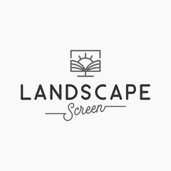 Landscape Screen or Monitor or Beautiful View Logo Design vector
