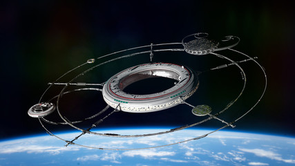 space station in orbit of planet Earth  © dottedyeti