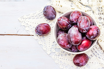 Fresh organic ripe plums