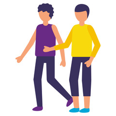 two men standing characters white background