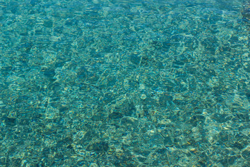 aquamarine color tropic ripple water surface natural simple background with empty copy space for text