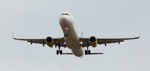 modern passenger plane lands at airport