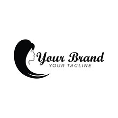 Fototapeta premium woman, face, hair, salon, beautiful logo template in black and white