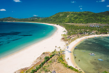 Aerial view of Nacpan beach on Palawan, Philippines
