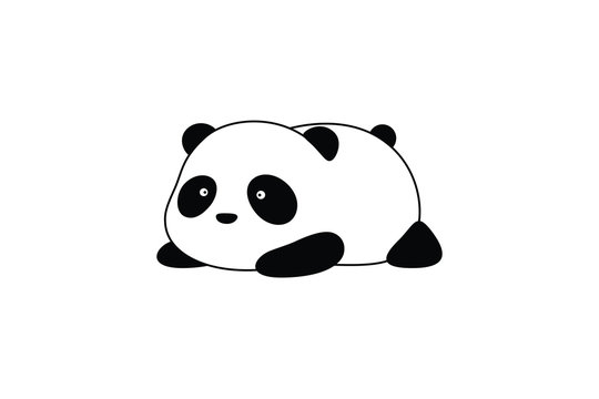 Vector Illustration Logo Design Cute Funny Fat Cartoon Giant Panda Bear Lies On Its Stomach On The Ground Stock Vector Adobe Stock Vector Illustration Logo Design Cute Funny Fat Cartoon Giant Panda Bear Lies On Its Stomach On The Ground Stock Vector Adobe Stock