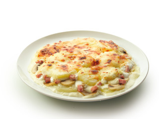 Patatas con queso y jamón 