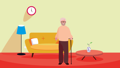 grandpa standing in the living room home