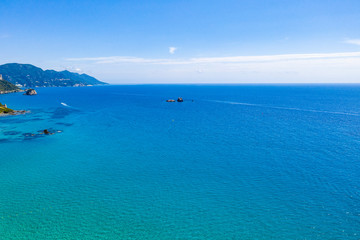 Fototapeta premium Aerial view of the ocean. Beautiful sea water seen from above.