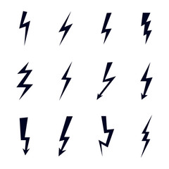 Set of lightning. Isolated vector icons .
