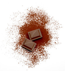 chocolate cacao sobre fondo blanco. cocoa chocolate on white background.