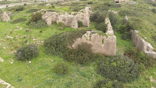 Le Destroit (also known as Districtum or Horvat Qarta) is a ruined medieval fortress, built by the Crusaders in the early 12th century CE, located near the town of Atlit, Israel.