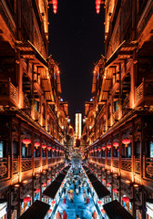 Fototapeta premium Nightscape of Hongyadong Ancient Town in Chongqing, China