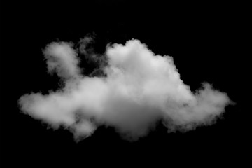 beautiful white cloud shape isolated on black background, nature and background concept.