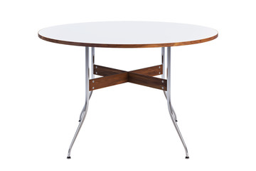 Mid century round dinning table. 3d render