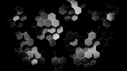 Black and white Hexagon Digitally generated wallpaper.
