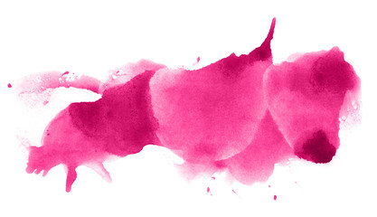 Abstract watercolor background hand-drawn on paper. Volumetric smoke elements. Pink color. For design, web, card, text, decoration, surfaces.