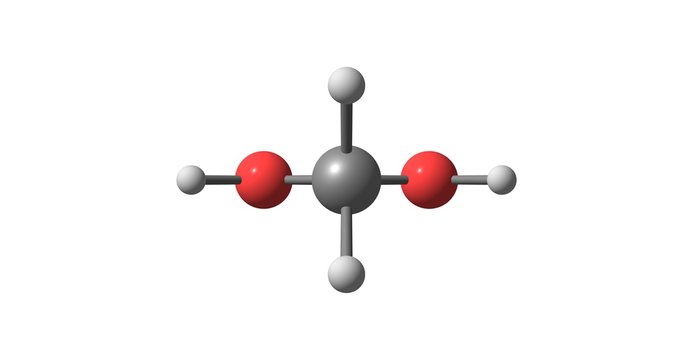 Methylene glycol molecular structure isolated on white