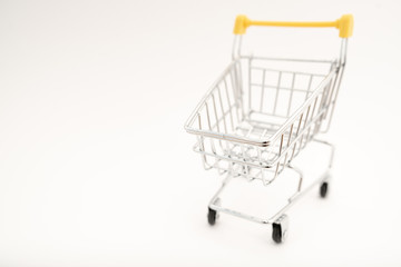 mini trolley or shopping cart on white background
