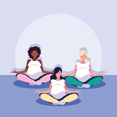 women pregnant lotus position avatar character