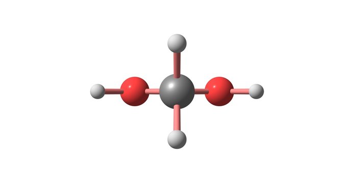 Methylene glycol molecular structure isolated on white