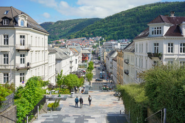 Stadtansicht von Bergen, Norwegen - obrazy, fototapety, plakaty