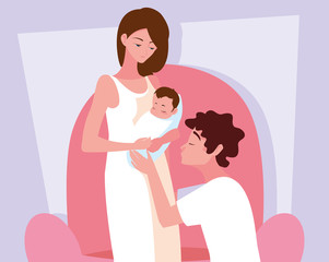 parents with baby avatar character