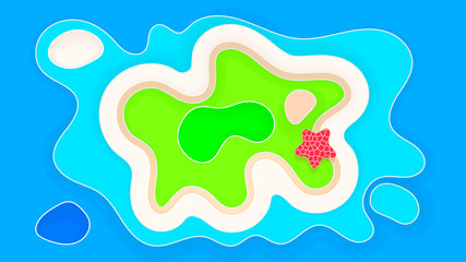 Abstract Beach Background Paper Style Summer Holiday Vector