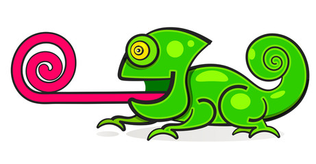 Chameleon Lizard Rainbow Color Cartoon Character Illustration
