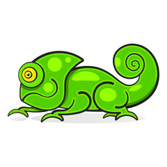 Chameleon Lizard Rainbow Color Cartoon Character Illustration