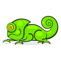 Chameleon Lizard Rainbow Color Cartoon Character Illustration