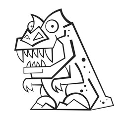 Dinosaur Coloring Book For Kids And Adults Isolated On White Background. Funny Cartoon Character