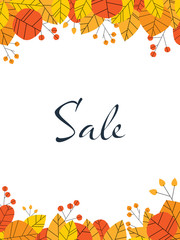 Autumnor fall sale vector background with simple leaves illustrations. Suitable for shopping, offers, discounts promotion and advertising.