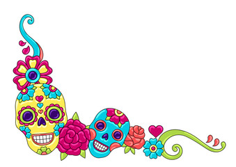 Day of the Dead decoration. Sugar skulls with floral ornament.