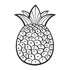 Pineapple, Exotic Fruits With Pattern. Vector. Coloring Book For Adults And Children. Hand Drawn Illustration.