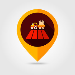 Tractor on field flat vector pin map icon