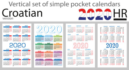 Croatian vertical set of pocket calendars for 2020