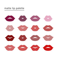 Lipstick color palette. Set of female sexy beautiful lips