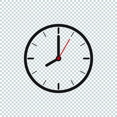 Eight o’Clock flat icon design template isolated illustration on transparent background, Black, White and red clock icon vector illustration.