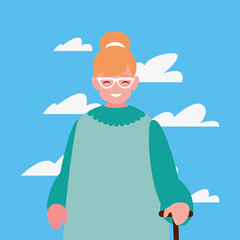 grandmother character family outdoors design