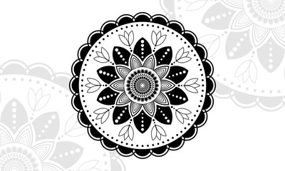 Circular pattern in the form of a mandala Black & white Template Design