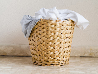 Close up full twig laundry basket