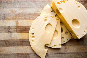  gourmet swiss cheese on eco wooden background