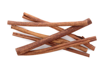 Cinnamon sticks isolated on white background.