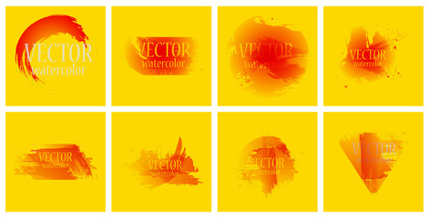 Bright rainbow colors watercolor painted vector stains