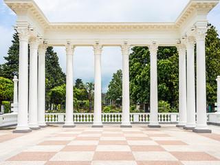Obraz premium Symmetrical beautiful colonnades, located at Seaside park in Batumi, Georgia.