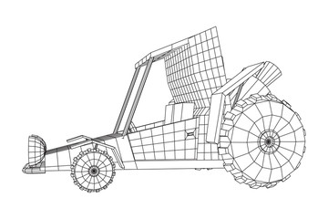 Fototapeta na wymiar Off road dune buggy car. Terrain vehicle. Outdoor car racing, extreme sport oncept. Wireframe low poly mesh vector illustration