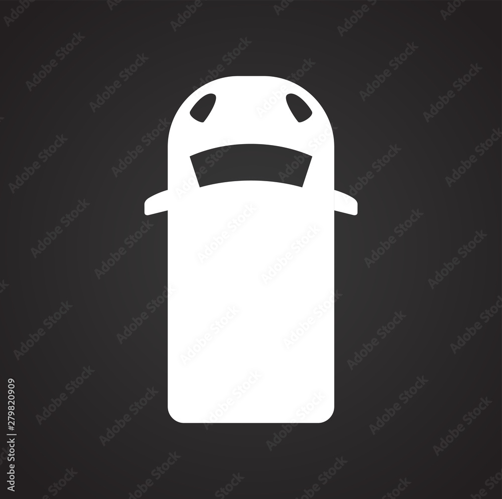 Poster car top view icon on background for graphic and web design. simple illustration. internet concept sy